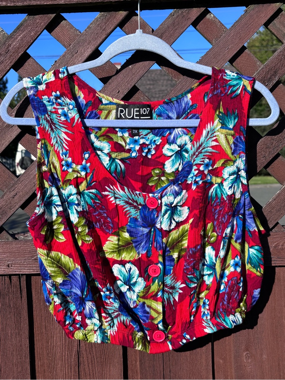 Rue107 Tropical Crop Top 2X Made in NY